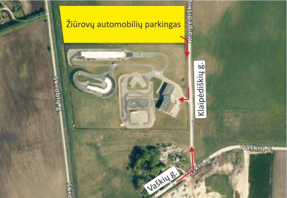 Klaipėdos autodromo teritorijos schema: žiūrovų automobilių parkingas šalia Klaipėdiškių gatvės (piešinys 3).